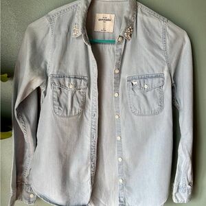 Abercrombie & Fitch Girls Light Blue Denim Button-Up Shirt